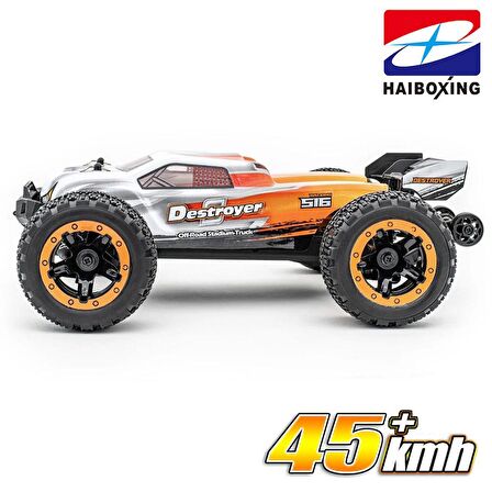 HAIBOXING RC 1/16 Destroyer 45 KM+ Sürat Uzaktan Kumandalı Model RC Model Araba RTR Elektrikli 4WD Brushless Fırçasız Truggy Truck (Turuncu)