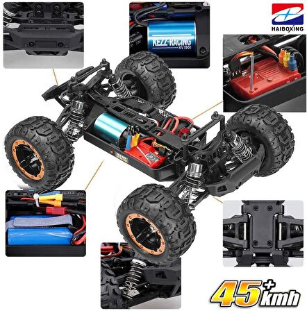 HAIBOXING RC 1/16 Destroyer 45 KM+ Sürat Uzaktan Kumandalı Model RC Model Araba RTR Elektrikli 4WD Brushless Fırçasız Truggy Truck (Turuncu)