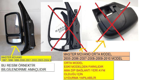 SOL MEKANİK RENAULT MASTER OPEL MOVANO DIŞ DİKİZ AYNASI MANUEL DOKUNMATİK CAM 1997-2004 MODEL