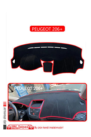Peugeot 206+ Torpido Koruma  Halısı -  Kırmızı Kenar