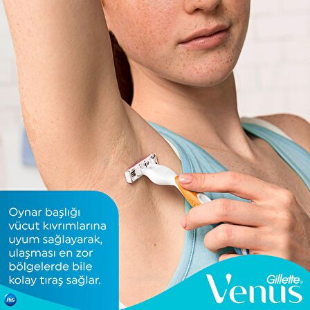 Gillette Venus Simply Venüs 3'lü 3 Bıçaklı Tüm Cilt Tipleri İçin Manuel Tıraş Makinesi ve Yedeği