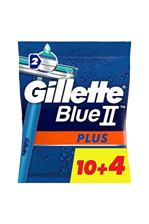 Gillette Blue 2 Plus 14'lü Çift Bıçaklı Tüm Cilt Tipleri İçin Kullan At Tıraş Bıçağı