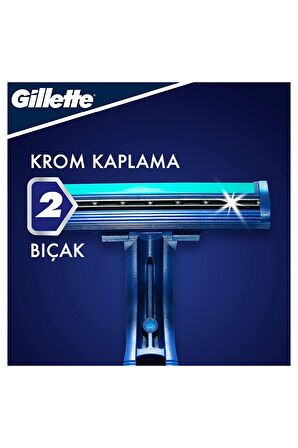 Gillette Blue 2 Plus 14'lü Çift Bıçaklı Tüm Cilt Tipleri İçin Kullan At Tıraş Bıçağı