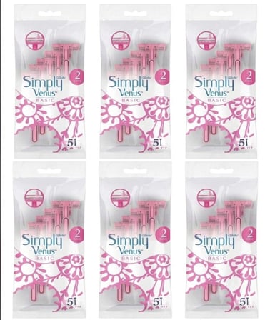 Gillette Venus Simply 2 Basic Kadın Tıraş Bıçağı 5'li x 6 Paket