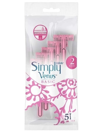 Gillette Venus Simply 2 Basic Kadın Tıraş Bıçağı 5'li x 12 Paket