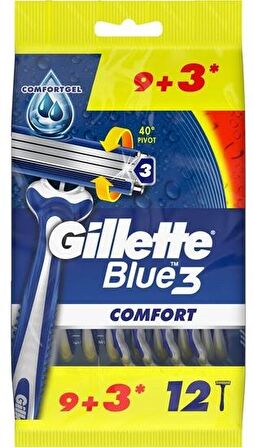 Gillette Blue 3 Comfort 12'li 3 Bıçaklı Tüm Cilt Tipleri İçin Kullan At Tıraş Bıçağı