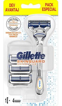 Gillette Skinguard Tıraş Makinesi + 4 lü Yedek Tıraş Bıçağı