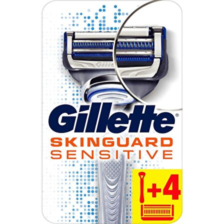 Gillette Skinguard Tıraş Makinesi + 4'lü Yedek Tıraş Bıçağı