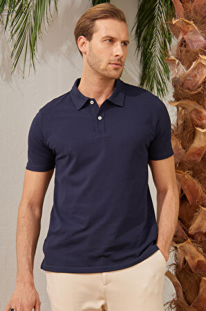 Erkek Basic Polo Yaka Tişört (Regular Fit) Lacivert