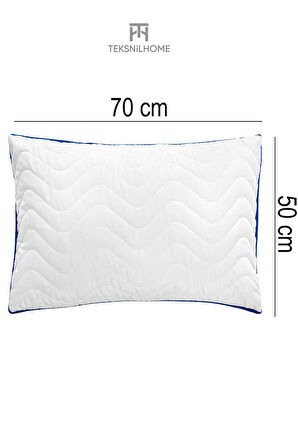 Kapitoneli Klimalı Yastık Kılıfı Mavi Biyeli 50x70cm