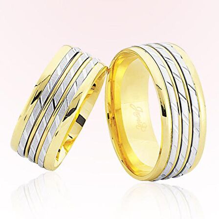 Sarı Beyaz Altın Alyans 7704