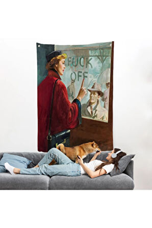 Cama Yazan Kadın Duvar Örtüsü-7706