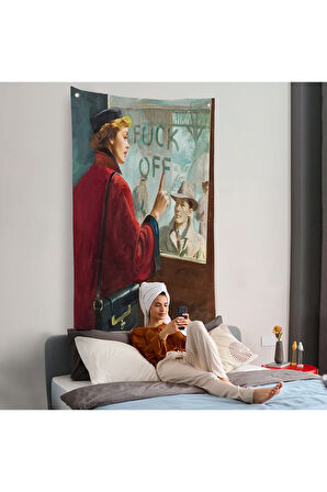 Cama Yazan Kadın Duvar Örtüsü-7706