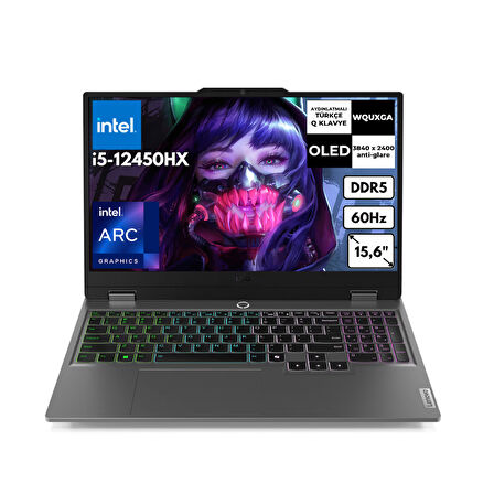 Lenovo LOQ 15IAX9I i5-12450HX 16 GB 256 GB SSD Arc A530M 15.6" 144Hz FHD FreeDos Gaming Laptop 83FQ000UTRAT1
