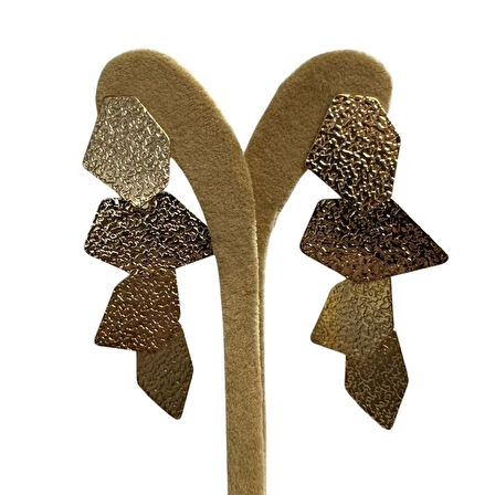 Uretti - İREM 3914 8615 Geometrik Şekilli Sallantılı Model Çelik Küpe