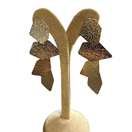 Uretti - İREM 3914 8615 Geometrik Şekilli Sallantılı Model Çelik Küpe