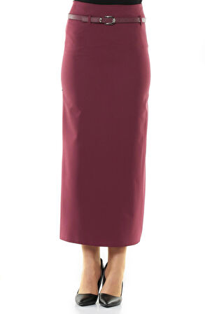 SORALLİNE KADIN KALEM ETEK 90 CM BOYUNDA ASTARLI MEVSİMLİK ÜRÜN 770 BORDO
