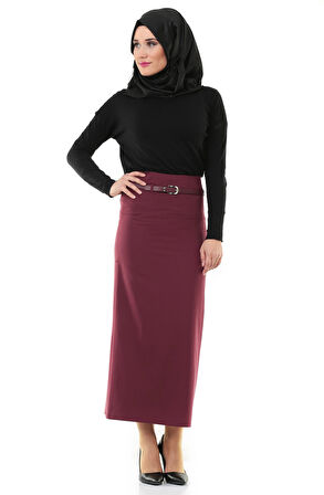 SORALLİNE KADIN KALEM ETEK 90 CM BOYUNDA ASTARLI MEVSİMLİK ÜRÜN 770 BORDO