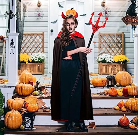 Kırmızı Renk Halloween Cadılar Bayramı Çatal 107 cm