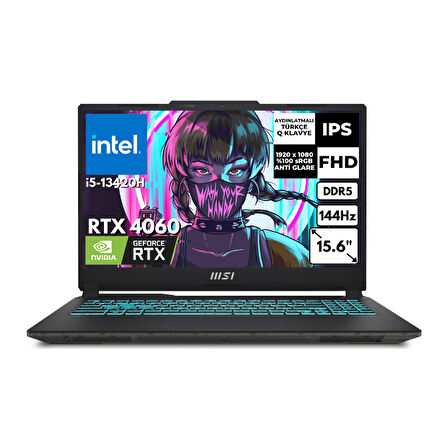 MSI Cyborg 15 i5-13420H 48  GB 512 GB SSD 8 GB RTX4060 15.6" 144Hz FHD FreeDos Gaming Laptop A13VF-1204XTRAT27