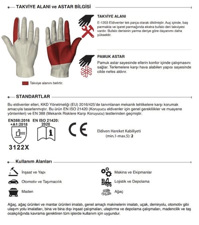 1 Çift Deri Eldiven  Starline E-1203 3123X No:10 Xl