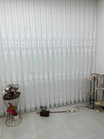 NİVEMESHOME SELEN 2895 GÜMÜŞ  1/3 PİLELİ TÜL PERDE APM