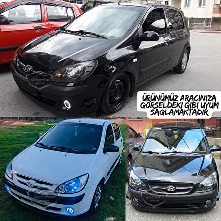 Hyundai Getz 2002–2011 Uyumlu Üniversal Mercekli Angel Sis Farı Metal Su Geçirmez 76 mm Mavi Halkalı Gündüz Farı Angel Eyes 2 Adet