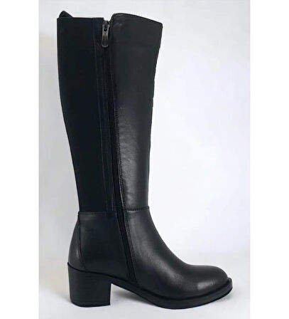 MAMMAMİA D23KC-2040 TOPUKLU LASTİKLİ DERİ KADIN ÇİZME