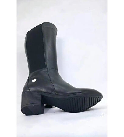 MAMMAMİA D23KC-2040 TOPUKLU LASTİKLİ DERİ KADIN ÇİZME