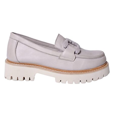 Mammamia D24ya-3165 Kadın Deri Tokalı Casual Ayakkabı Silver Gri