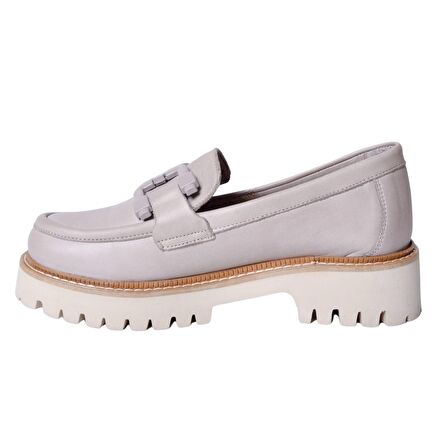 Mammamia D24ya-3165 Kadın Deri Tokalı Casual Ayakkabı Silver Gri