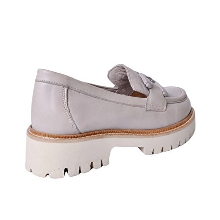 Mammamia D24ya-3165 Kadın Deri Tokalı Casual Ayakkabı Silver Gri