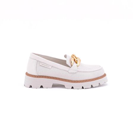 Mammamia D24ya-3855 Kadın Deri Tokalı Ayakkabı Bej