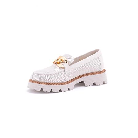 Mammamia D24ya-3855 Kadın Deri Tokalı Ayakkabı Bej