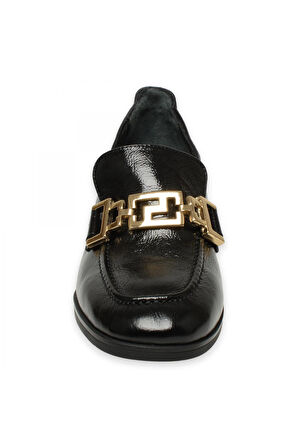 Mammamia D24Ka-40 Günlük Topuklu Siyah Rugan Kadın Ayakkabı