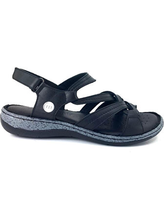 Mammamia D25ys-2530 Kadın Hakiki Deri Comfort Sandalet Siyah