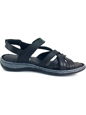 Mammamia D25ys-2530 Kadın Hakiki Deri Comfort Sandalet Siyah