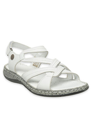 Mammamia D25ys-2530 Kadın Hakiki Deri Comfort Sandalet Beyaz