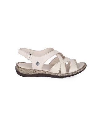 Mammamia D25ys-2535 Kadın Hakiki Deri Comfort Sandalet Bej