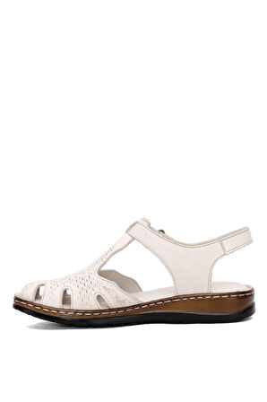 Mammamia D25ys-2550 Kadın Hakiki Deri Önü Kapalı Comfort Sandalet Bej