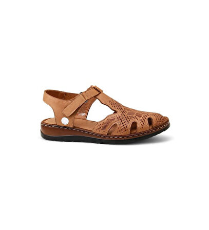 Mammamia D25ys-2550 Kadın Hakiki Deri Önü Kapalı Comfort Sandalet Taba