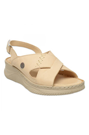 Mammamia D25Ys-2855 Günlük Bej Kadın Sandalet