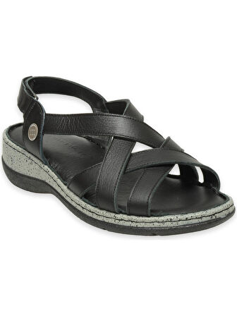 Mammamia D25ys-2865 Kadın Hakiki Deri Comfort Sandalet Siyah