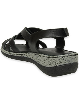Mammamia D25ys-2865 Kadın Hakiki Deri Comfort Sandalet Siyah