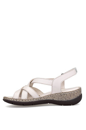 Mammamia D25ys-2865 Kadın Hakiki Deri Comfort Sandalet Bej