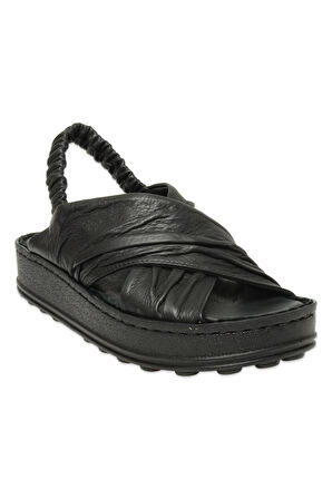 Mammamia D25ys-2865 Kadın Hakiki Deri Comfort Sandalet Siyah