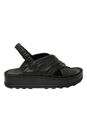 Mammamia D25ys-2865 Kadın Hakiki Deri Comfort Sandalet Siyah