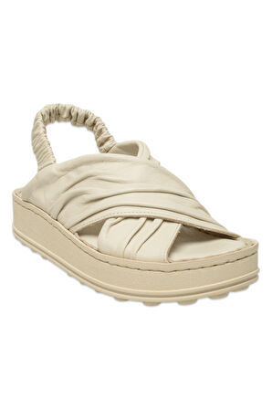 Mammamia D25ys-2865 Kadın Hakiki Deri Comfort Sandalet Bej
