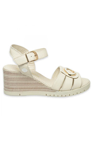 Mammamia D25Ys-2775 Günlük Krem Kadın Sandalet