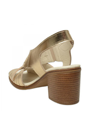 Mammamia D25Ys-2830 Günlük Kalin Topuklu Altın Kadın Sandalet
